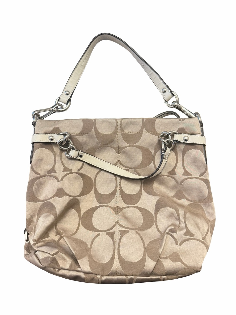 Y2K vintage Coach Beige Signature Jacquard Hobo Bag
